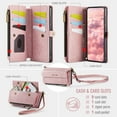 thumbnail image 4 of for Samsung Galaxy S24 Plus Wallet Case with RFID Blocking, Zipper Pocket Kickstand Magnetic Clasp, PU Leather Heavy Duty Cover with Shoulder and Wrist Strap – Rugged Full-Body Protection, Pink, 4 of 13