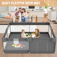 thumbnail image 3 of Babyeap Baby Playpen With Mat,50"x50"Play Pen for Babies and Toddlers,Play Yard With Gate for Indoor Outdoor,Dark Gray, 3 of 7