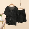 thumbnail image 4 of WRKEKC Pajama Shorts Set for Women Short Sleeve Top with Elastic Waist Shorts Sleepwear Loungewear Pajamas Sleep Set, 4 of 6