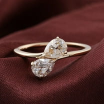 solitaire jewels 1.25CT Pear Moissanite Toi Et Moi Engagement Ring For Women, 14K Yellow Gold