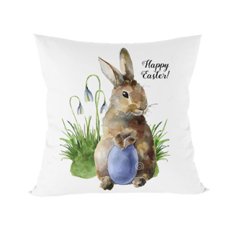 Spring Easter Pillow Covers Cases Decorative Cushion Sofa Couch Rabbit Bunny 18"