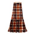 thumbnail image 4 of Women Skirts Plaid Ruffled Maxi Skirt Holiday High Waist Long Skirt Ladies Versatile Pleated Skirt, 4 of 6