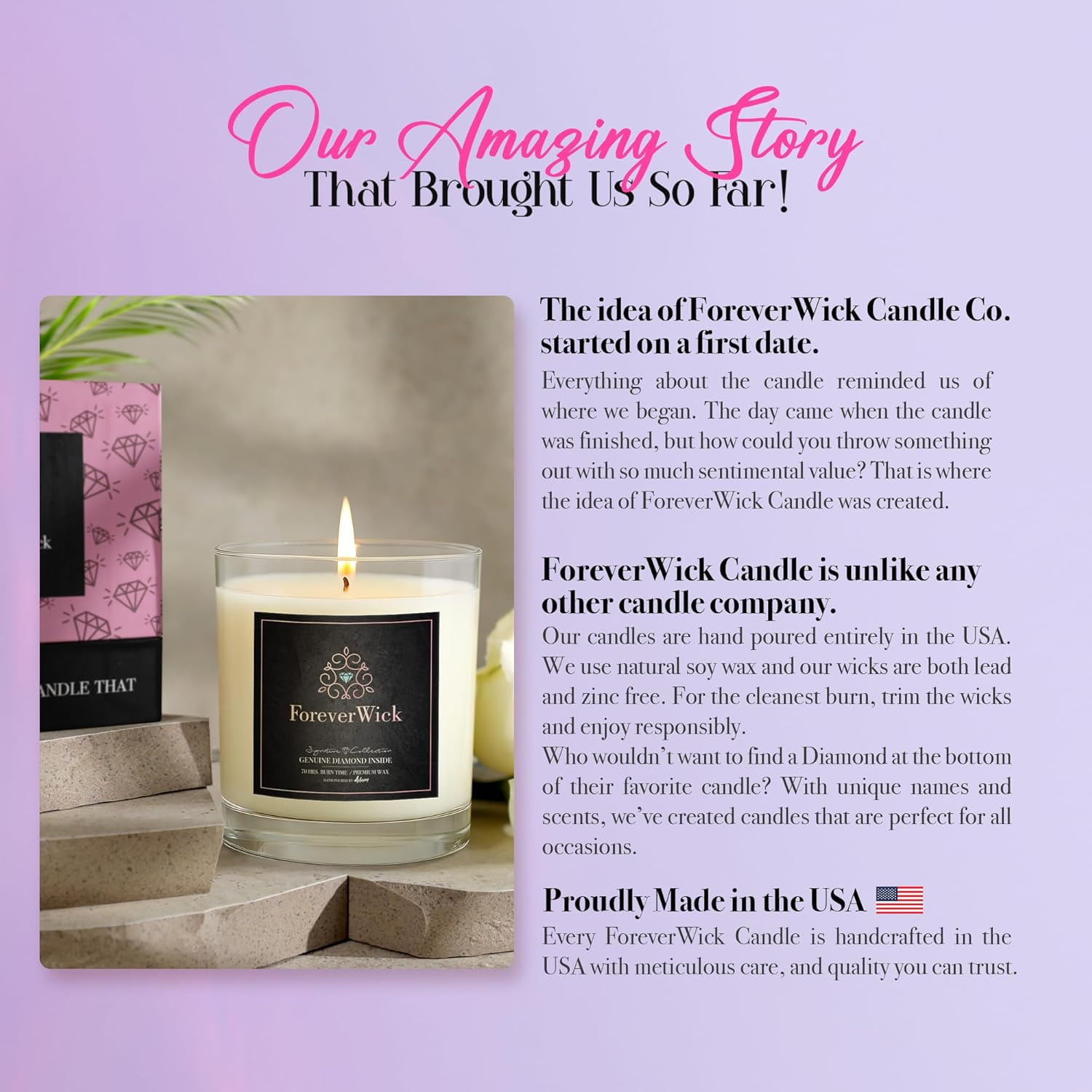 ForeverWick Surprise Candle with Diamond Inside | Foreverwick Candles | Fruit Scented Soy Candles Gifts for Women Aromatherapy Candle Wax | All-Natural Organic Soy Candle 14oz | 70h