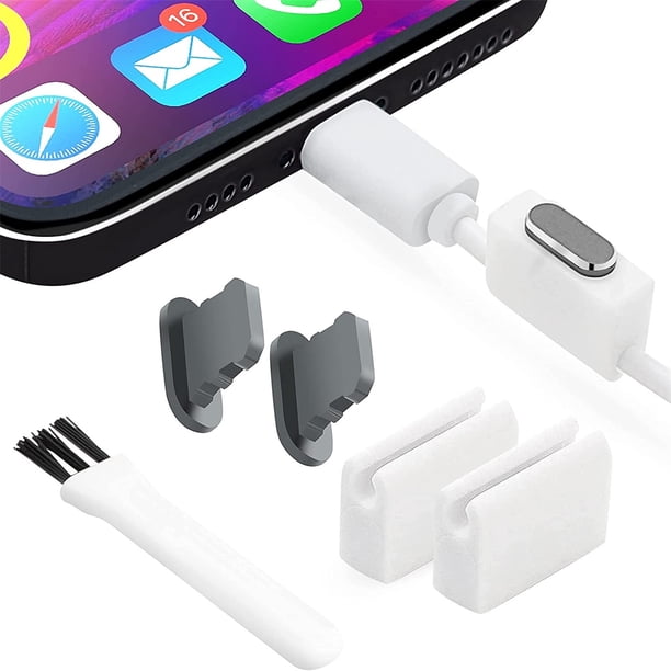 Tapones antipolvo de metal compatibles con IPhone incluido Puerto de teléfono Kit de cepillo de limpieza Cepillo de limpieza
