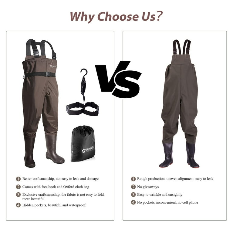 OXYVAN Chest Waders for Men & Women with Boots, Light weight Wear-Resistant  Waterproof Hunting / Fishing / Farm & Garden Work Waders