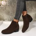 thumbnail image 5 of Willtoo Boots for Women Faux Suede Round Toe Ankle Booties, Metal Rose Decor Low Block Heel Short Boots, Side Zipper Comfort Fall Winter Shoes, 5 of 6