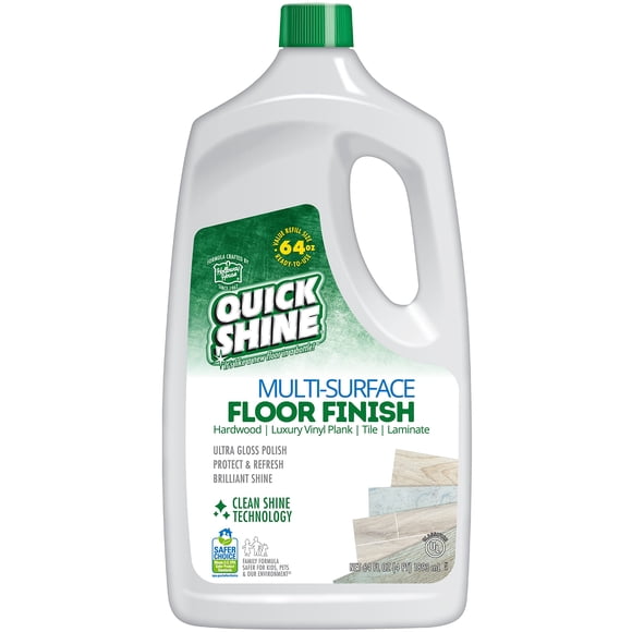Quick Shine Multi Surface Floor Finish 64oz | Cleaner & Polish to use on Hardwood, Laminate, Luxury Vinyl Plank LVT, Tile & Stone | Safer Choice w/Clean Shine Technology | Shine-Protect-Refresh