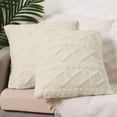 thumbnail image 2 of Unique Bargains Solid Striped Soft Sofa Decorative Pillow Covers (2 Count) White 20" x 20", 2 of 6