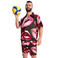 thumbnail image 6 of Men's Hawaiian Shirts and Shorts Set, Mens Short Sets 2 Piece Outfits, Mens Beach Outfit, Red Cartoon Lip Pattern, Men Short Sets Outfits, 6 of 6