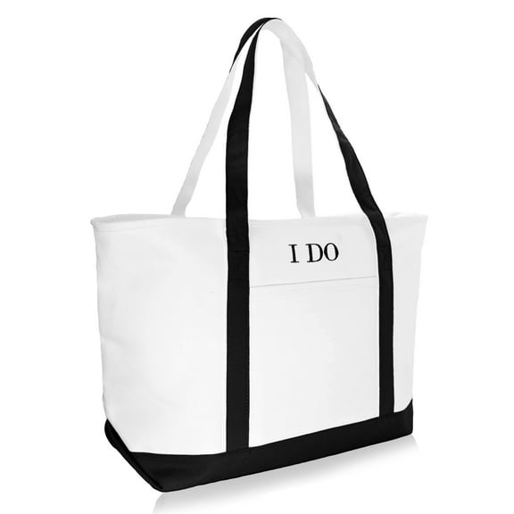 Dalix I Do Cotton Canvas Tote Bag, Black