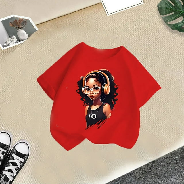 Chemises pour Filles Col Rond Imprimé Manches Courtes Chemises pour Filles Vêtements d'Été pour Adolescentes 13-14 Ans Vêtements pour Filles Mode pour Filles