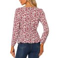 thumbnail image 3 of INSPIRE CHIC Blouse à Manches Longues à Encolure Carrée à Fleurs pour Femmes avec Ceinture m Rouges, 3 of 5