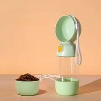 Functional Green Portable Pet Water Bottle with Drinking and Feeding Tray