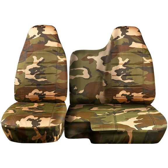 Fits 1998-2003 Ford Ranger Camo Seat Covers 60/40 Bench-No Armrest:Brown and Green