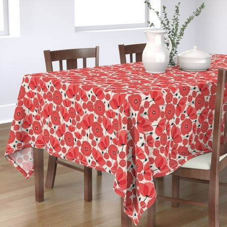 

Cotton Sateen Tablecloth 70 x 144 - Flowers Red Poppies Day Print Custom Table Linens by Spoonflower