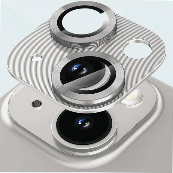 for iPhone 14/14 Plus Camera Lens Protector, Premium Tempered Glass Metal Cool Camera Lens Screen Protector for iPhone 14 6.1 inch /14 Plus 6.7 inch - Silver