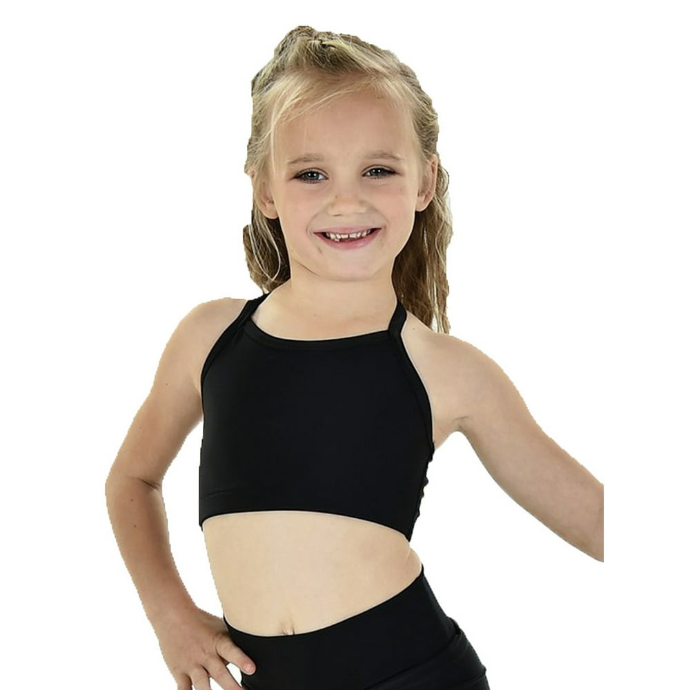 Little Girls Black Large Keyhole Back JESSE Camisole Dancewear Bra Top