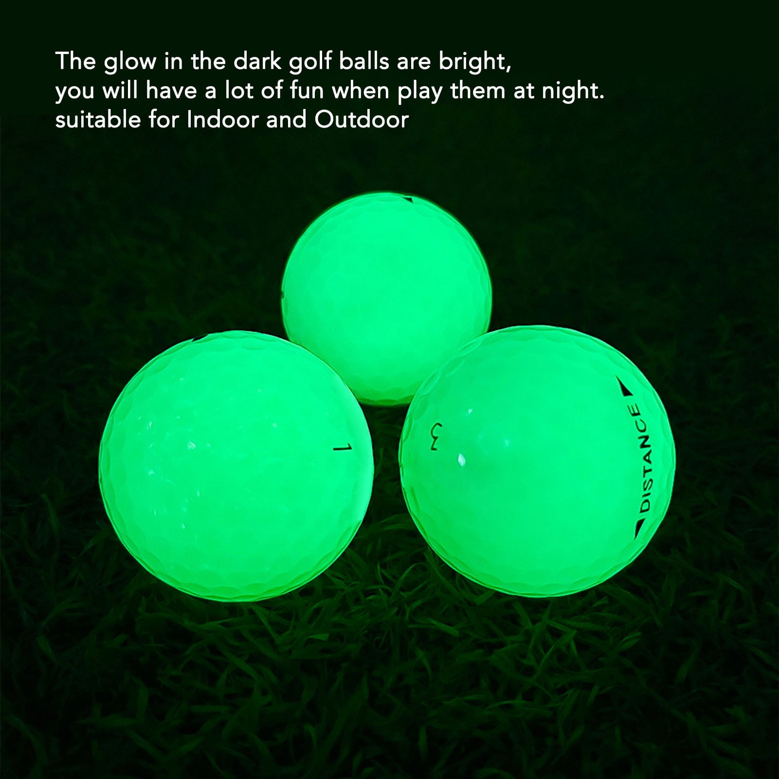 BIMZUC 6pcs Glow Golf Balls for Night Sports, Luminous Fluorescent Golf Ball, 1.68 inches / 42.7 mm
