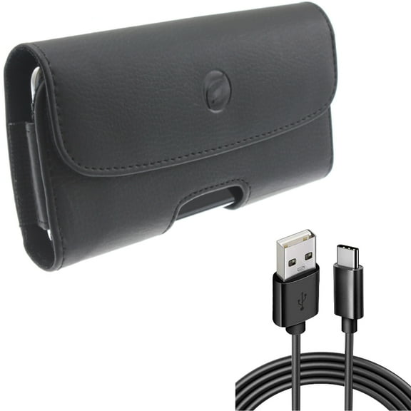 Leather Case Belt Clip w Type-C 6ft USB Cable for Samsung Galaxy A73 5G,A13 5G,A03s Phones - Holster Cover Pouch Loops, Charger Cord Power Wire USB-C