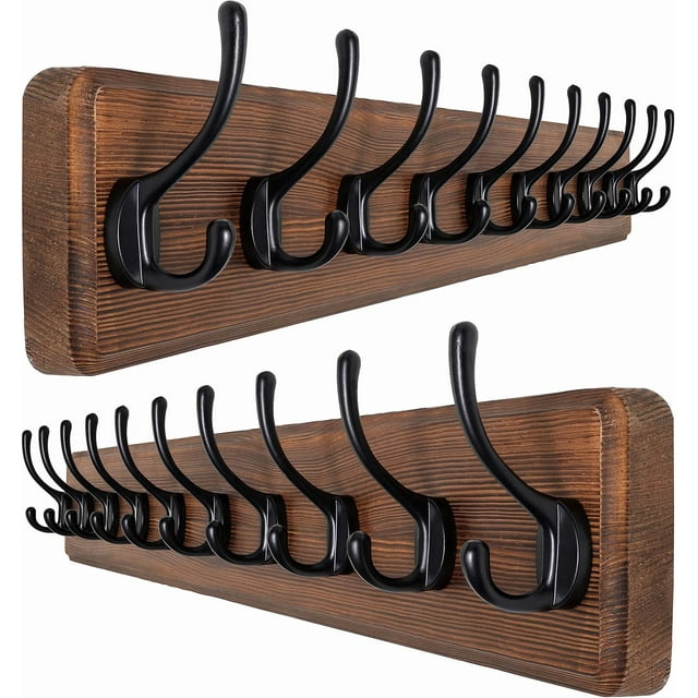 Rustic Wall Mounted Coat Rack es Hole to Hole Pine Real Wood Plank Wall Coat Rack with Hooks Farmhouse Coat Hanger Wall Mount for Hanging Back Jacket Coat Hat