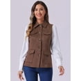 thumbnail image 2 of DARING DIVA Women's Rustic Button Up Utility Anorak Cargo Vest M Coffee, 2 of 6