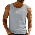 thumbnail image 2 of Xdegoge Tank Tops for Men Scoop Neck Sleeveless Casual Everyday Fashion Streetwear Relaxed Fit Front Chest Pocket Detail Solid Plain Basic Soft Breathable Summer Tops, 2 of 7