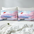 thumbnail image 4 of Japanese Style Bed Sheets Japanese Cherry Blossoms Bedding Set Full, Fuji Mountain Watercolor Ink Painting Fitted Sheet Soft Lightweight Sheets Romantic Bedroom Decor, No Top Sheet, 4 of 5