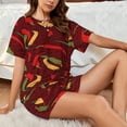thumbnail image 4 of Sikiie Hot Chili Womens Pajama Sets Short Sleeve Top With Pants Sleepwear 2 Piece Lounge Set-4X-Large, 4 of 6
