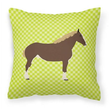 Percheron Horse Green Fabric Decorative Pillow