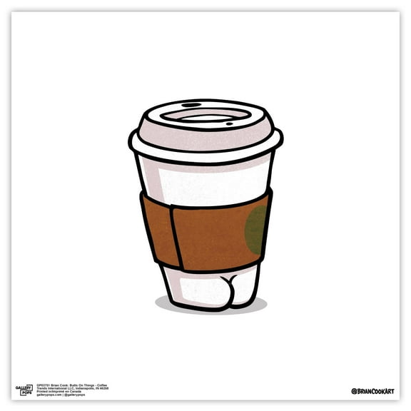Gallery Pops Brian Cook: Butts On Things - Coffee Wall Art, Unframed Version, 12" x 12"