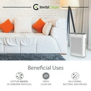 Air Purifier for Allergies and Asthma, Smoke Odors, Large Rooms, Home, Pets, Mold, Dust - 4-in-1 System with UV, Ionizer, True HEPA and Carbon - InvisiClean Aura II