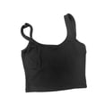 thumbnail image 1 of Top corto para mujer, camiseta sin mangas con tirantes anchos para hacer ejercicio, caminar, descansar, gimnasio Negro, 1 of 8