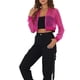thumbnail image 4 of Chaqueta Bomber Crop INSPIRE CHIC para mujer, ligera de malla transparente, de manga larga, color rosa intenso, 4 of 6