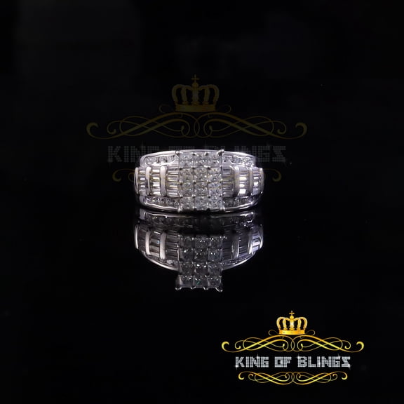 King of Bling's 925 White Sterling Silver Cubic Zirconia 2.80ct Cinderella Womens Ring Size 7