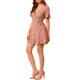 thumbnail image 4 of Vestido de botón con cinturón de lazo y estampado floral de cuello en V y dobladillo con volantes para mujer, M rojo, 4 of 7