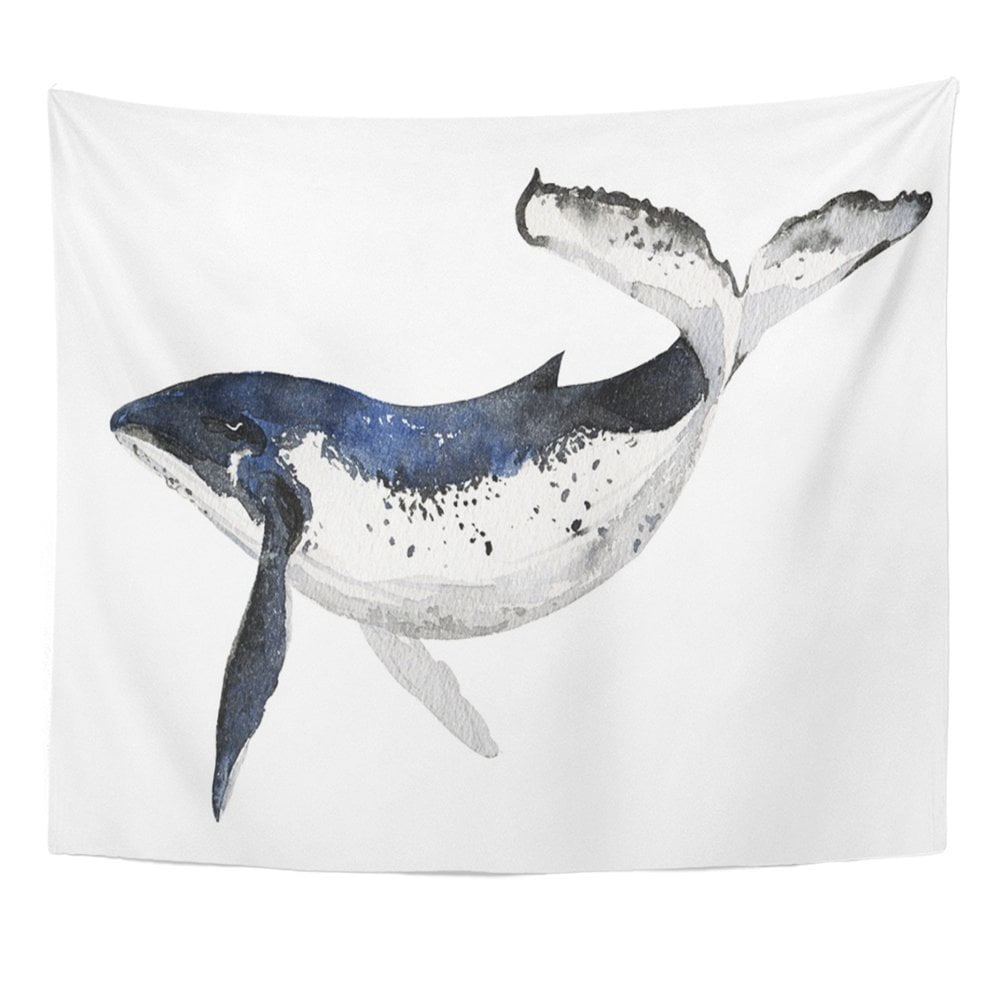 Zealgned Blue Ocean Watercolor Whale Hand White Realistic Underwater Silver Painting Wall Art Hanging Tapestry Home Decor For Living Room Bedroom Dorm 51x60 Inch Walmart Com Walmart Com