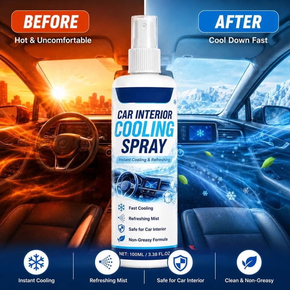 Car Interior Cooling Spray 100ml Quick Cool Down Mist Summer for Hot Car Seats Dashboard Steering Wheel SUV Truck