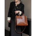 thumbnail image 5 of Genuine Cowhide Leather Women Tote Bag,Crocodile Embossed Crossbody Shoulder Purse, Purse for Work, 5 of 8