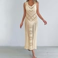 thumbnail image 4 of Besolor Womens Crochet Maxi Dress Sleeveless Flower Knit Hollow out Long Dresses Beach Bathing Suit Cover up Swimwear, 4 of 6