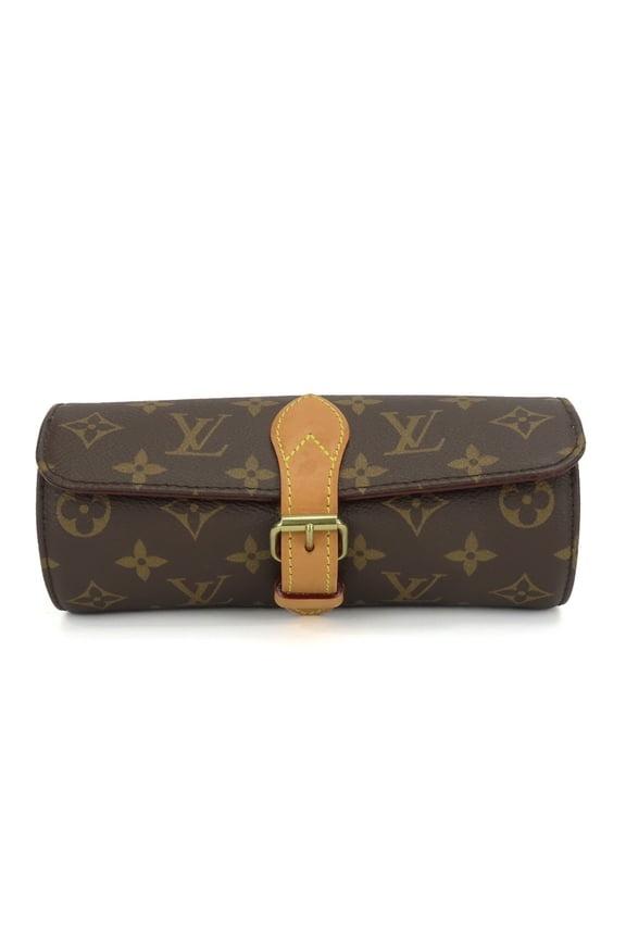 Pre-Owned Louis Vuitton Etui 3 Montre M47530 Monogram Brown Bag with Gold Hardware... (Good)