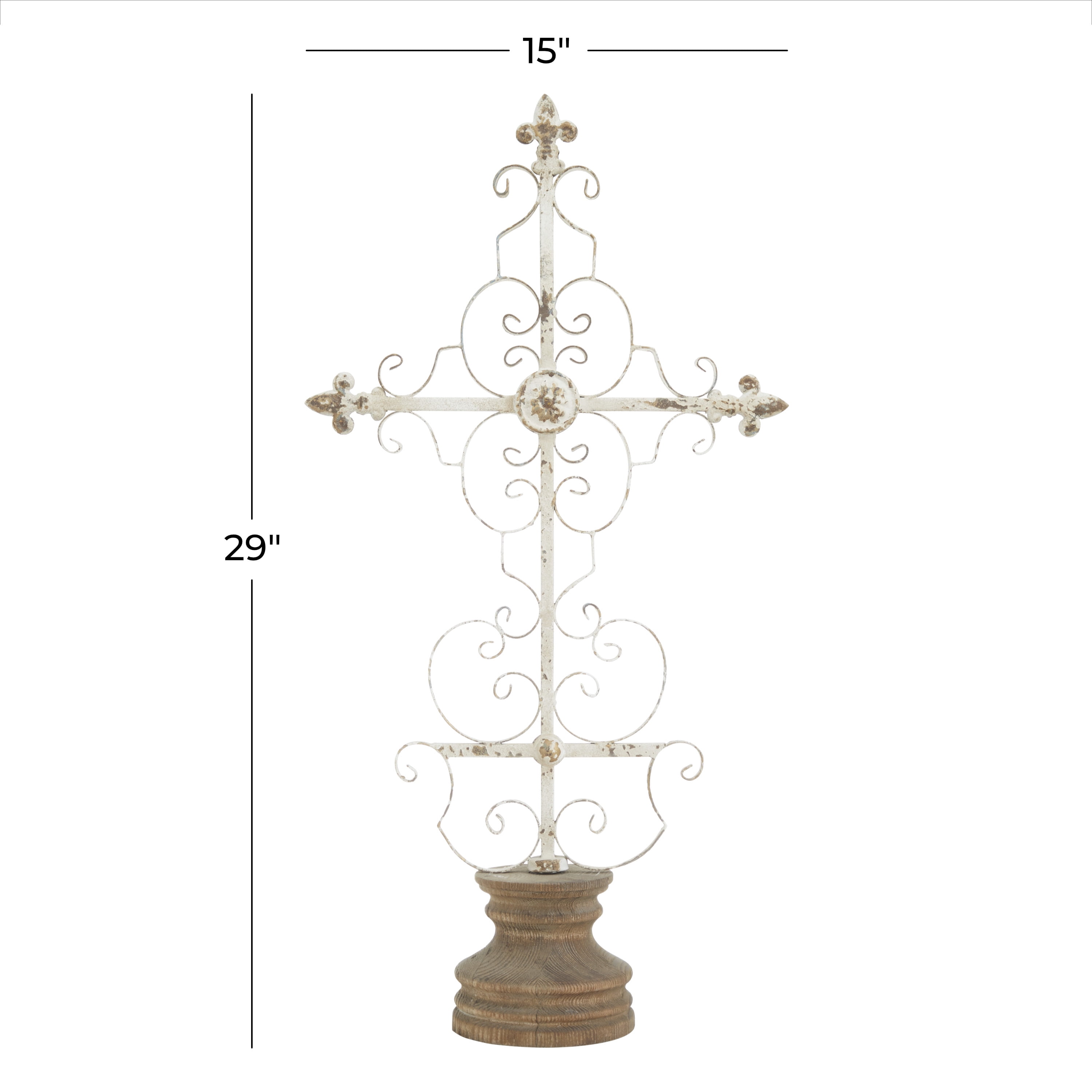 DecMode 6"W, 29"H Metal French Country Sculpture, White, 1-Piece