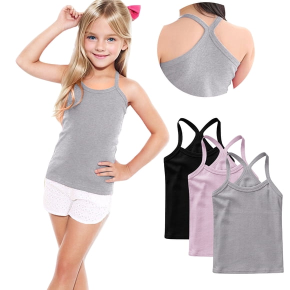 ZACPNCV Camisole pour Filles, Lot de 3, Coton Doux, Camisoles pour Filles - Débardeur Léger à Bretelles Spaghetti, Multicolore, 10-11 Ans