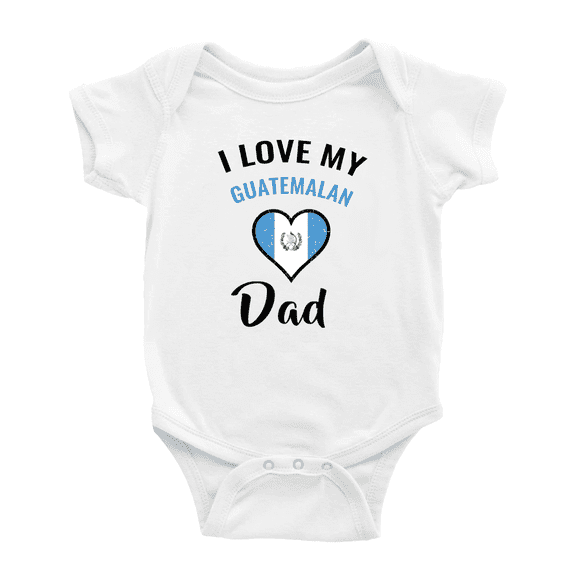 I Love My Guatemalan Dad Heart Flag Baby Bodysuit Newborn Clothes Outfits (White, 18-24 Months)