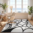 thumbnail image 3 of Design&I 8'x10' Washable Area Rug Black White Geometric Design Elegant Contrast with Star Accents for King Size Bedroom, Under Bed, Sleek Flatweave Pet Friendly, 3 of 7