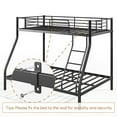 thumbnail image 6 of Twin over Full Low Profile Bunk Bed for All Ages, 500 lbs Capacity Metal Frame with Safety Rail and Ladder, No Box Spring, Fits Low Ceilings, Dorm Apartment, Black, 6 of 8
