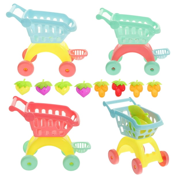 KAKOWELY 4 juegos de mini carritos de compras de juguete, carrito de supermercado en miniatura, juguete de simulación para niños
