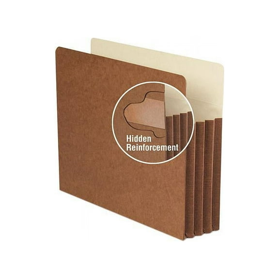 Smead® TUFF® Pocket File Pockets, 3 1/2" Expansion, 9 1/2" x 11 3/4", 30% Recycled, Dark Brown, Pack Of 10