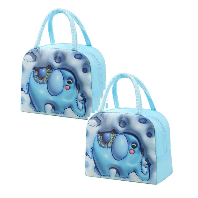Oleegame 2 Pcs Sac de Rangement pour Produits Sac Isotherme Sac à Lunch Sac à Lunch Chiot Brun (Isolation 3D) Bleu