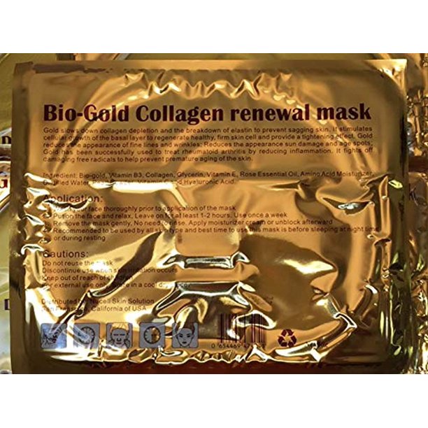 Mym 24k Gold Collagen Crystal Mask For Deep Tissue Rejuvenation And Collagen Renewal Mask 10pck Of Facial Mask 10pck Of Eye Mask Walmart Com