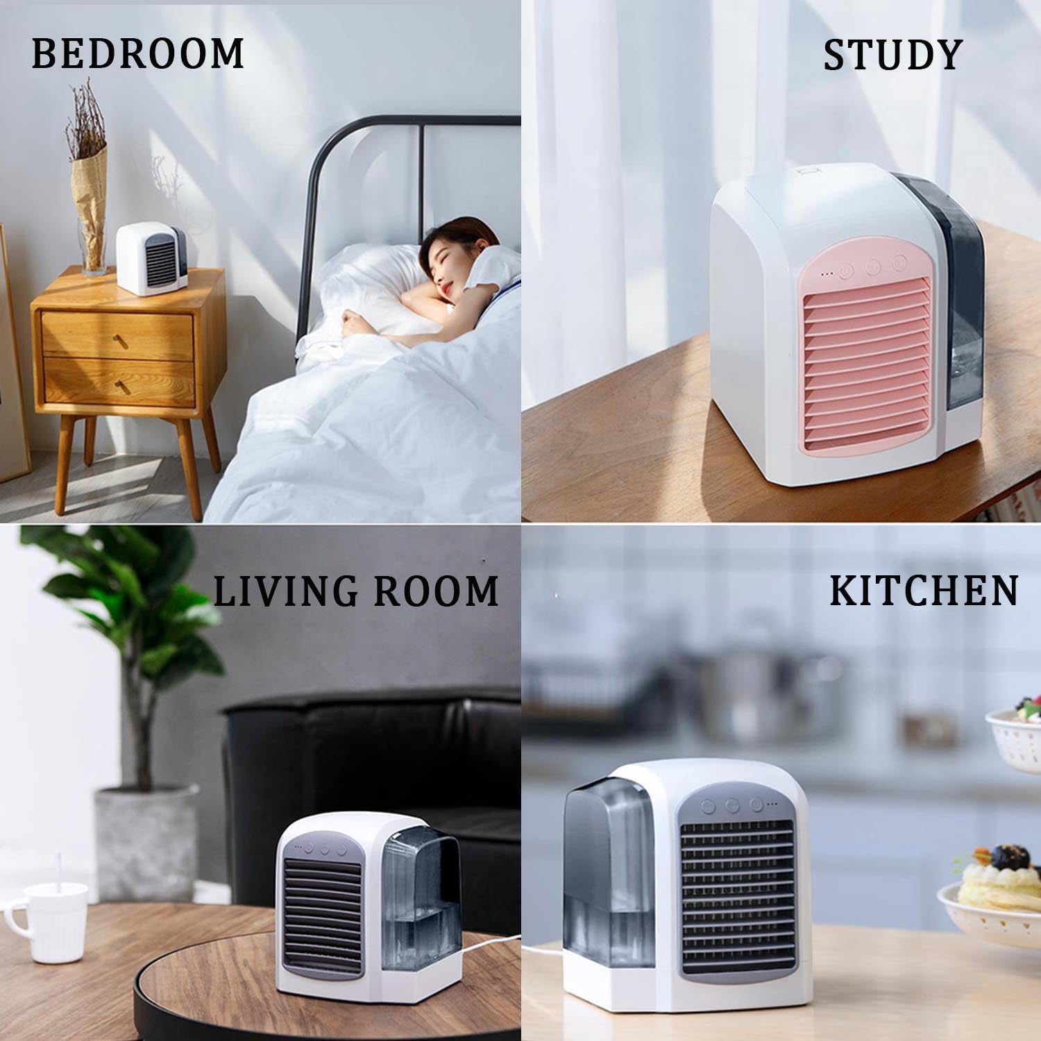 Breeze Box Ac, 2026 Upgraded 4 in 1 Breeze Box Air Conditioner, 3 Speed, 380ml Water Tank, Low Noise, Breezebox Portable Ac Fast Cooling, Humidifier, Fan for Bedroom Office Home (1)